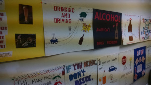 Posters about drinking and driving displayed around the drivers education classroom.